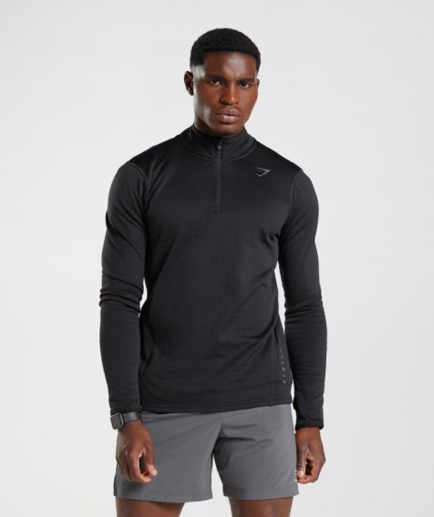 Men's Gymshark Sport 1/4 Zip Sweatshirts Black | CA 6D5N71